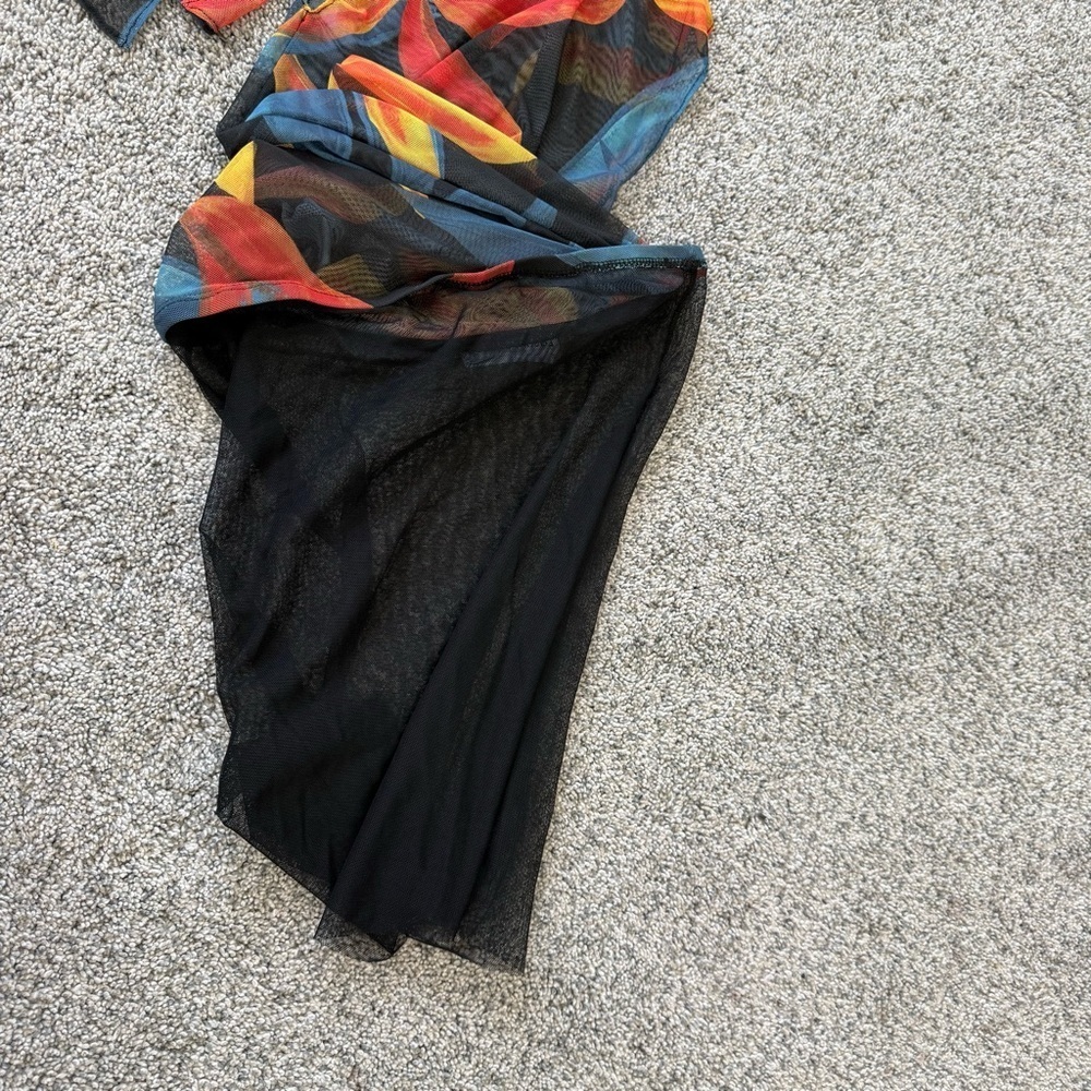 Louisa Ballou Floral Print Mesh Maxi Sheer Skirt Beach Resort Vacay Women’s XS - Picture 12 of 12